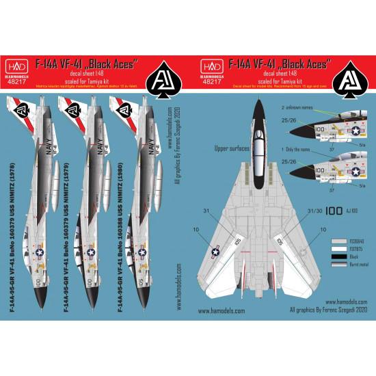 Had Models 48217 1/48 Decal For F-14a Black Aces/ Uss Nimitz Accessories