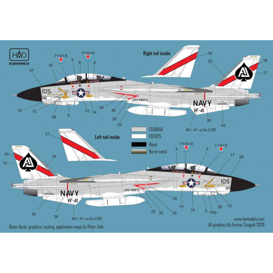 Had Models 48217 1/48 Decal For F-14a Black Aces/ Uss Nimitz Accessories