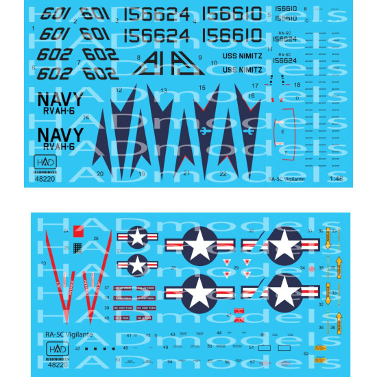 Had Models 48220 1/48 Decal For Ra-5c Vigilante Uss Nimitz