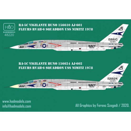 Had Models 48220 1 48 Decal For Ra-5c Vigilante Uss Nimitz