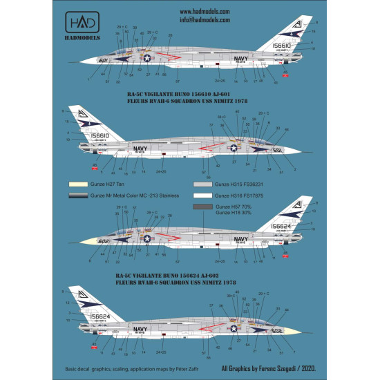 HAD models 48220 1/48 Decal for RA-5C Vigilante USS NIMITZ