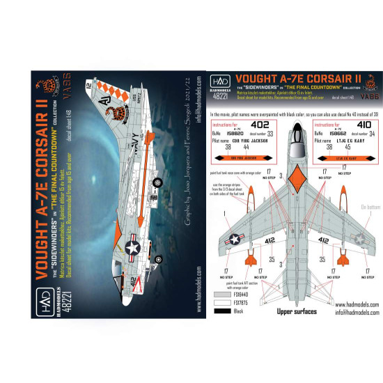 Had Models 48221 1/48 Decal For Corsair Va-86 Sidewinders In The Final Countdown