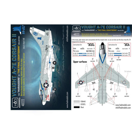 Had Models 48222 1/48 Decal For A-7e Corsair Ii Va-82 The Marauders In The Final Countdown