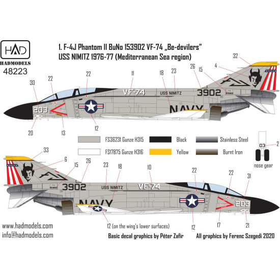 Had Models 48223 1/48 Decal F-4j Phantom Vf 74 Be-devilers Uss Nimitz 70s Part 1