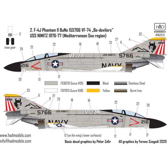 Had Models 48223 1/48 Decal F-4j Phantom Vf 74 Be-devilers Uss Nimitz 70s Part 1