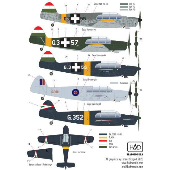 Had Models 48227 1/48 Decal For Messerschmitt Bf 108 Taifun