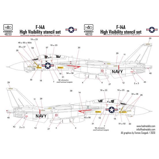 Had Models 48233 1/48 Decal For F-14a High Visibility Stencil Accesories Kit