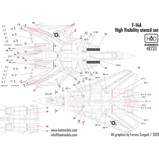 Had Models 48233 1/48 Decal For F-14a High Visibility Stencil Accesories Kit