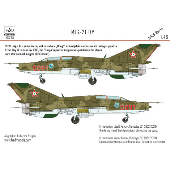 Had Models 48235 1/48 Decal For Mig-21 Um Hunaf 5091 Dongo Squadron Accesories