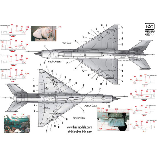 Had Models 48236 1/48 Decal For Mig-21 Mf/Bis Stencil 1 White Accesories Kit