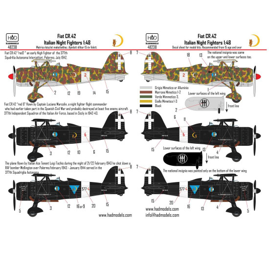 Had Models 48238 1/48 Decal For Cr-42 Italian Night Figthers Accesories Kit