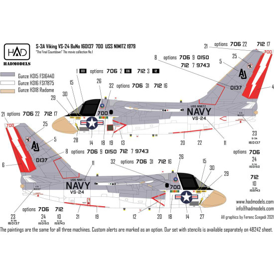 Had Models 48241 1/48 Decal For S-3a Viking Final Countdown Collection Accesories Kit