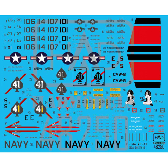 Had Models 48250 1/48 Decal Fot F-14a Black Aces The Final Countdown