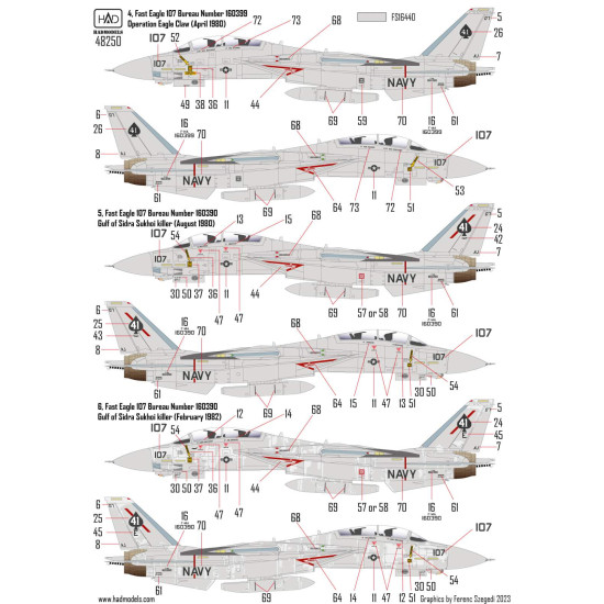 Had Models 48250 1/48 Decal Fot F-14a Black Aces The Final Countdown