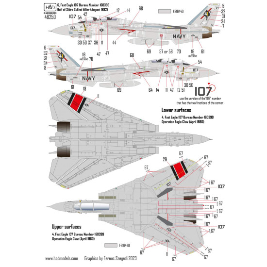 Had Models 48250 1/48 Decal Fot F-14a Black Aces The Final Countdown
