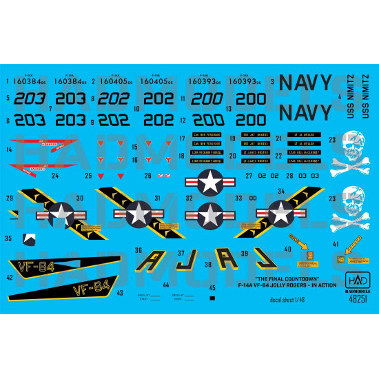 Had Models 48251 1/48 Decal Fot F-14a Jolly Rogers In Action In The Final Countdown Had Models 48251 1/48 Decal Fot F-14a Jolly Rogers In Action In The Final Countdown