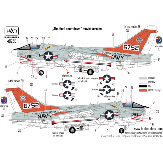 Had Models 48256 1/48 Decal For A-7e Us Naval Air Test Center The Final Countdown