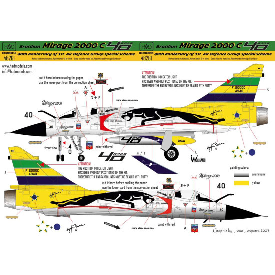 Had Models 48261 1/48 Decal For Mirage 2000c 40th Anniversary Of 1st Air Defence Group