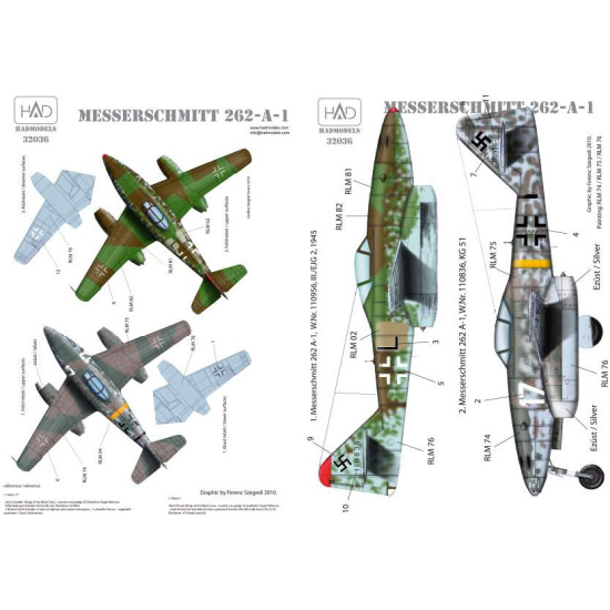 Had Models 32036 1/32 Decal For Messerschmitt Me 262 A-1 Accessoreis Fo Aircraft