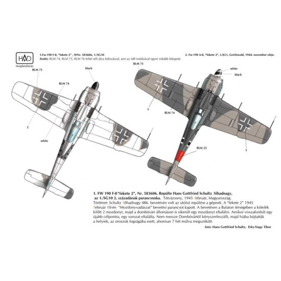 Had Models 32043 1/32 Decal For Fw-190 F-8 Black 2 Accessoreis Fo Aircraft