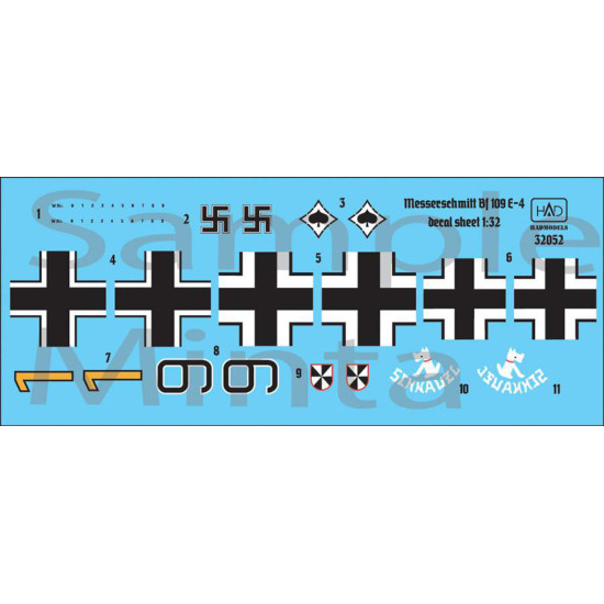 Had Models 32052 1/32 Decal For Messerschmitt Bf 109 E-4 Accessories Kit