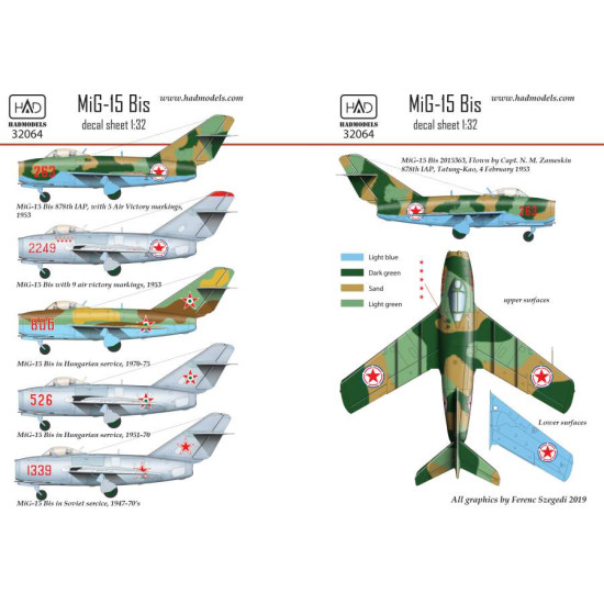Had Models 32064 1/32 Decal Mig-15 Bis Accessories Aor Aircraft