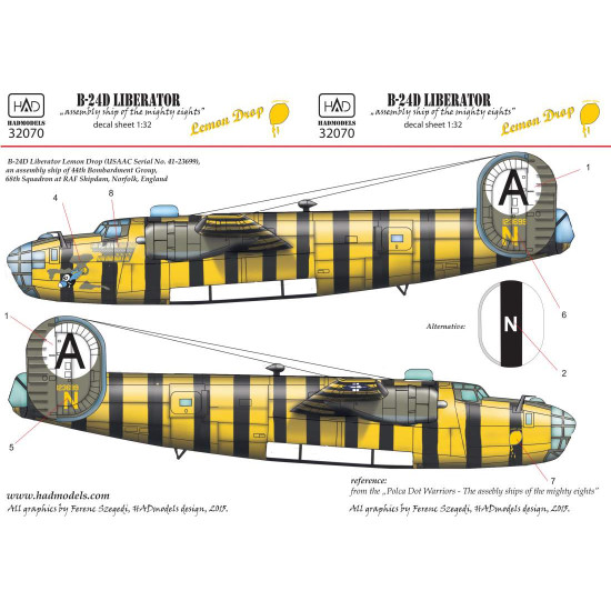 Had Models 32070 1/32 Decal For B-24d Lemon Drop Assembly Ship Accessories Kit