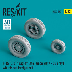 Reskit Rs32-0353 1/32 F15 C D Eagle Late Since 2017 Us Only Wheels Set Weighted Resin 3d Printed