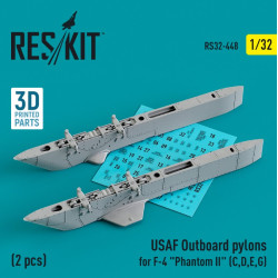 Reskit Rs32-0448 1/32 Usaf Outboard Pylons For F4 Phantom Ii C D E G 2 Pcs 3d Printed