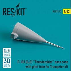 Reskit Rsu32-0092 1/32 F105 G D Thunderchief Nose Cone With Pitot Tube For Trumpeter Kit Metal 3d Printed