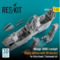 Reskit Rsu32-0093 1/32 Mirage 2000b Cockpit Basic Edition With 3d Decals For Kitty Hawk Zimimodel Kit 3d Printed