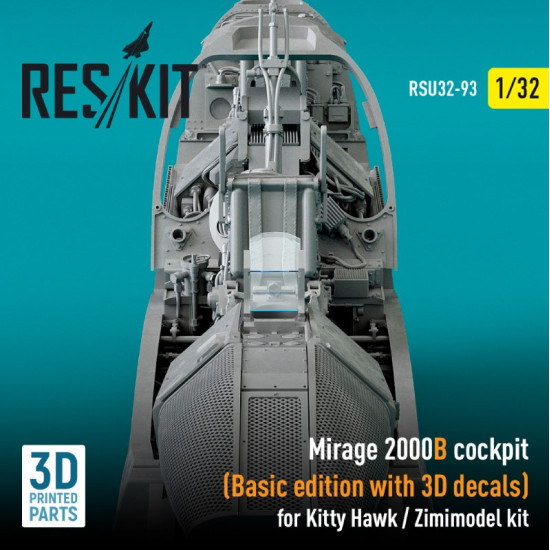 Reskit Rsu32-0093 1/32 Mirage 2000b Cockpit Basic Edition With 3d Decals For Kitty Hawk Zimimodel Kit 3d Printed
