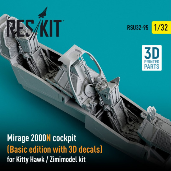 Reskit Rsu32-0095 1/32 Mirage 2000n Cockpit Basic Edition With 3d Decals For Kitty Hawk Zimimodel Kit 3d Printed