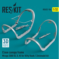 Reskit Rsu32-0106 1/32 Close Canopy Frame Mirage 2000 B D N For Kitty Hawk Zimimodel Kit 3d Printed