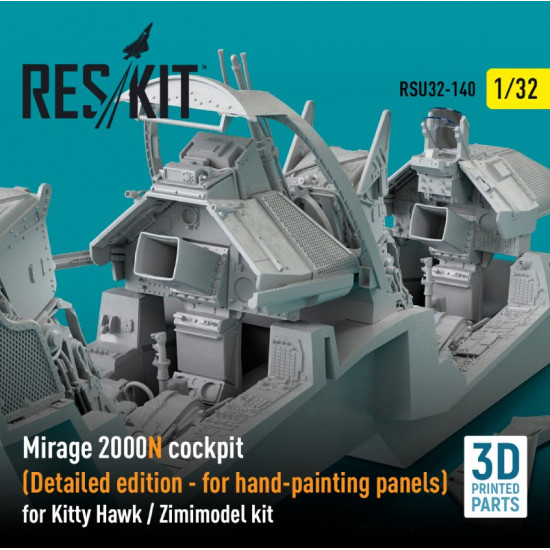 Reskit Rsu32-0140 1/32 Mirage 2000n Cockpit Detailed Edition For Kitty Hawk Zimimodel Kit 3d Printed