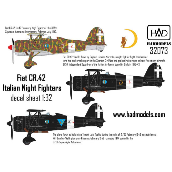 Had Models 32073 1/32 Decal For Cr-42 Italian Night Fighters For Icm Accessories