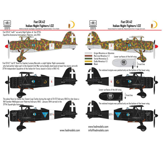 Had Models 32073 1/32 Decal For Cr-42 Italian Night Fighters For Icm Accessories