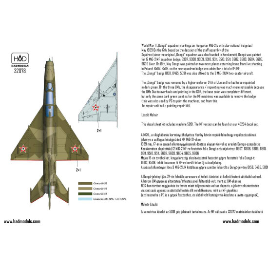 Had Models 32078 1/32 Decal For Mig-21 Um 5091 Dongo Squadron With Star National Insignias