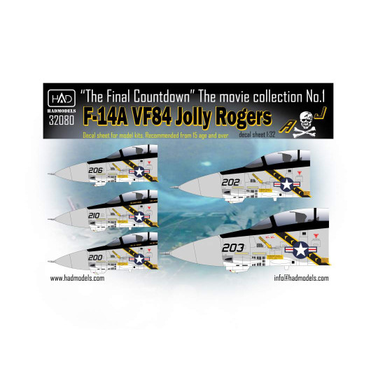 Had Models 32080 1/32 Decal For F-14a Jolly Rogers The Final Countdown