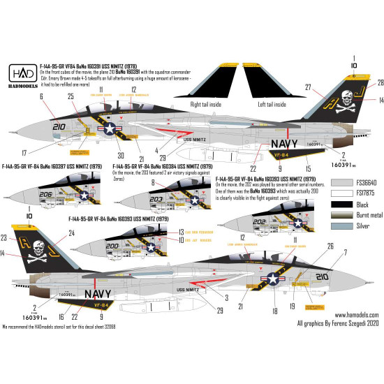 Had Models 32080 1/32 Decal For F-14a Jolly Rogers The Final Countdown