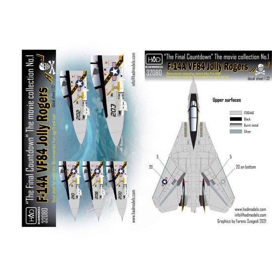 Had Models 32080 1/32 Decal For F-14a Jolly Rogers The Final Countdown