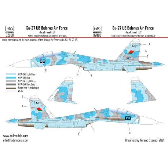 Had Models 32088 1/32 Decal For Su-27 Ub Belarus Accessories For Aircraft
