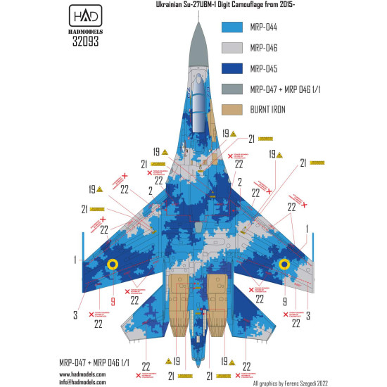 Had Models 32093 1/32 Decal For Ukrainian Su-27ubm-1 Flanker C