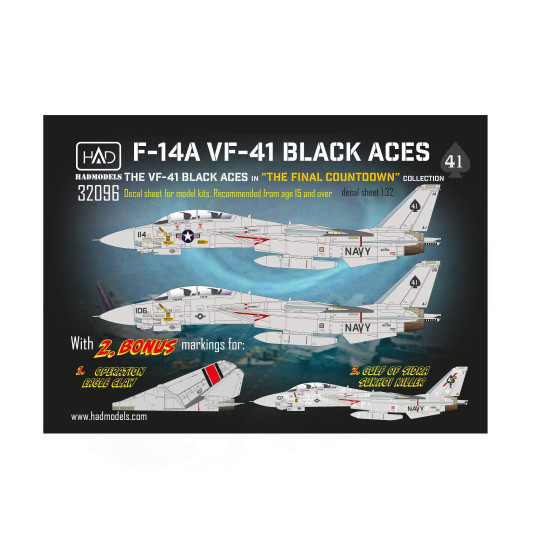 Had Models 32096 1/32 Decal For F-14a Black Aces The Final Countdown