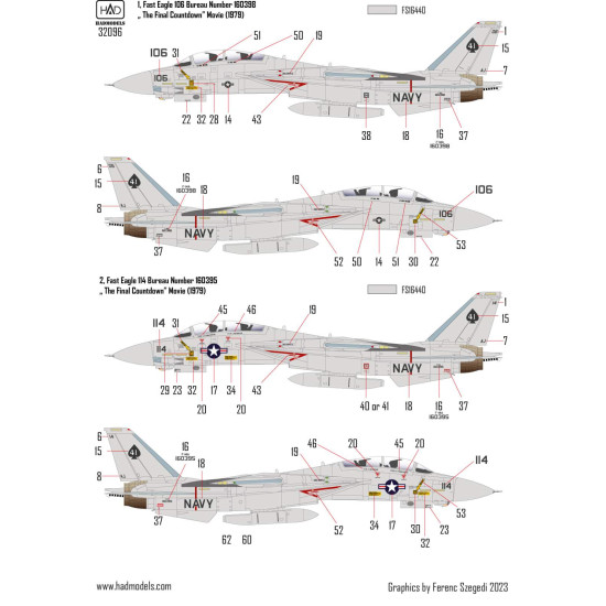 Had Models 32096 1/32 Decal For F-14a Black Aces The Final Countdown