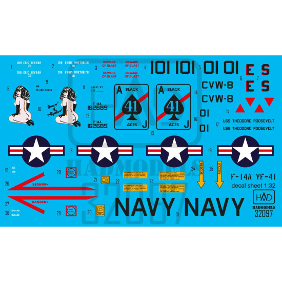 Had Models 32097 1/32 Decal For F-14a Desert Storm Queen Of Spades