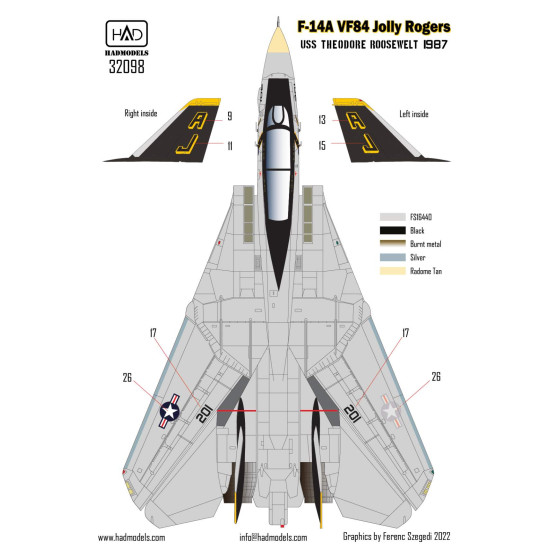 Had Models 32098 1/32 Decal For F-14a Jolly Rogers Uss Theodore Roosevelt