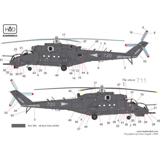 Had Models 35008 1/35 Decal For Mi-24 V Extra Stencils / Dubble