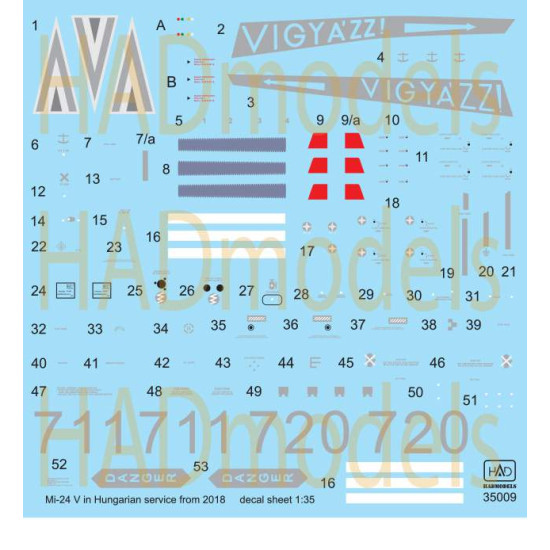 Had Models 35008 1/35 Decal For Mi-24 V Extra Stencils / Dubble