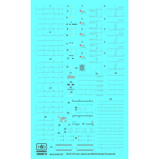 Had Models 35008 1/35 Decal For Mi-24 V Extra Stencils / Dubble